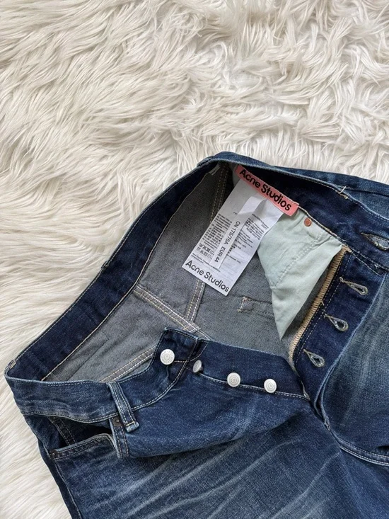 Acne Studios 2023M FN Dark Blue Washed Baggy-Fit and Wide-leg Jeans Size 44 - Picture 7 of 16